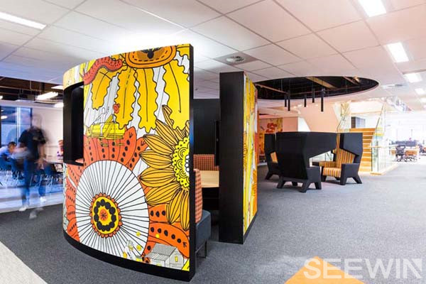 創意與涂鴉辦公環境，打造充滿歡樂的銀行呼叫中心